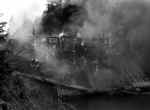 Burning Hellsgate dam April, 1945